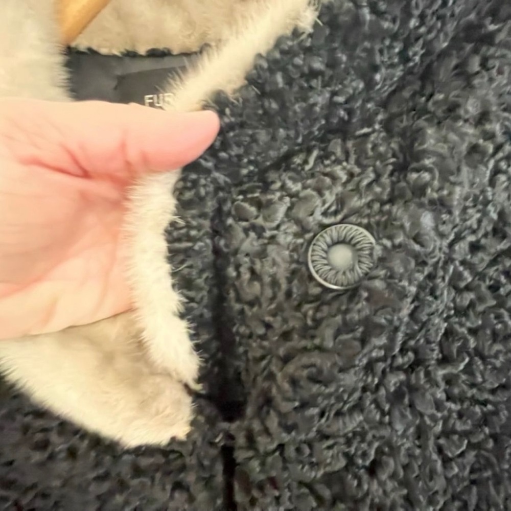 Vintage Black Persian Astrakhan Lamb Mink Fur Trim Coat by FUR SALON the… - Picture 9 of 11